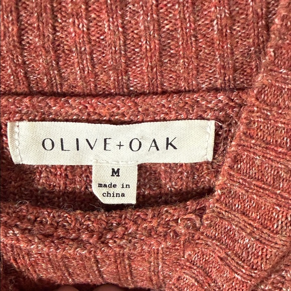 Olive & Oak rust coral pink M medium Colorblock mock neck Turtleneck Sweater top - Picture 6 of 6